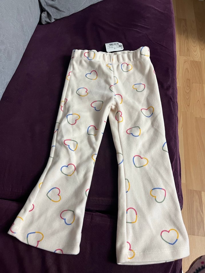 Kız Çocuk Pastel Renkli Kalpli Pamuk Tayt - Görsel 2