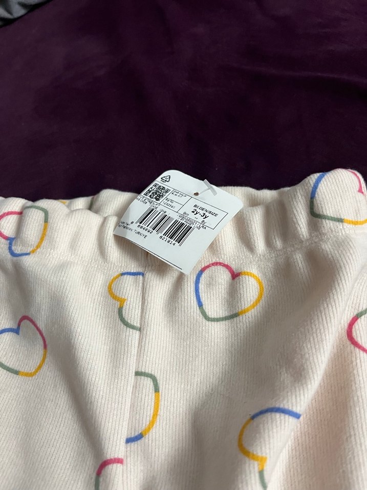 Kız Çocuk Pastel Renkli Kalpli Pamuk Tayt - Görsel 3