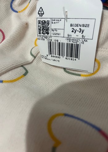 Kız Çocuk Renkli Kalpli Tayt - Görsel 3