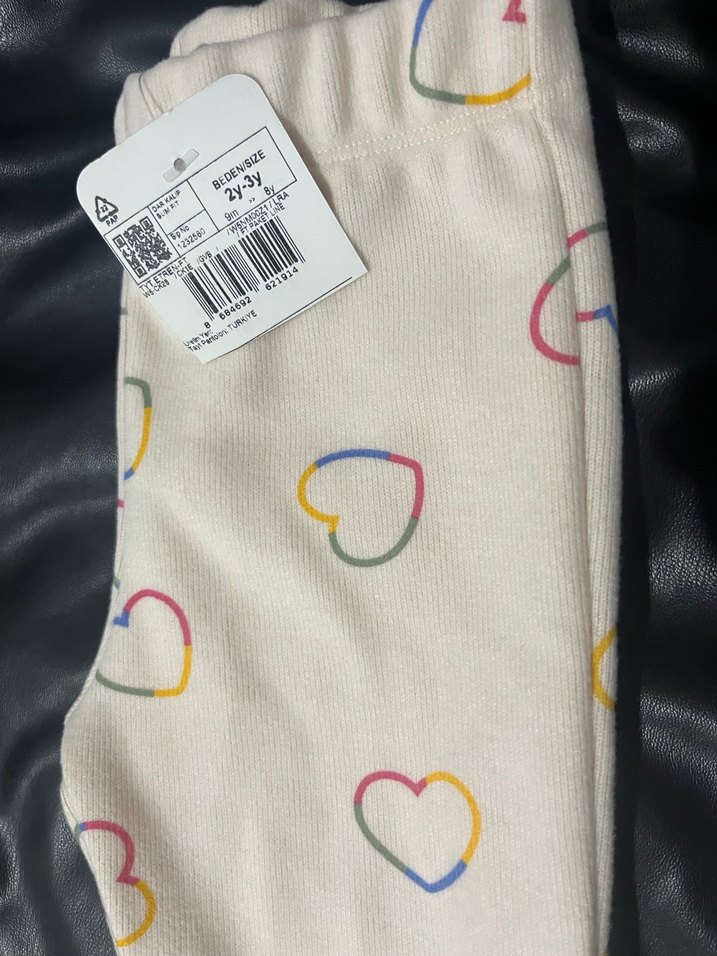 Kız Çocuk Renkli Kalpli Tayt - Görsel 5