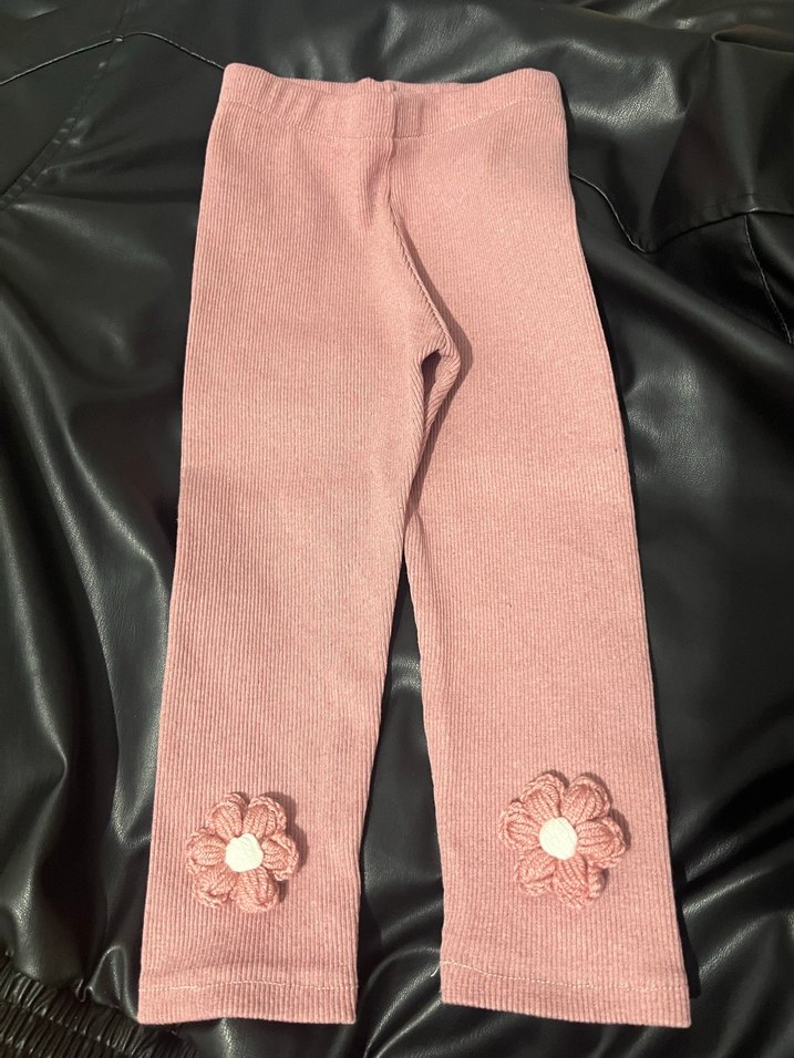 Düğmeli Pembe Kız Çocuk Tayt - Görsel 3