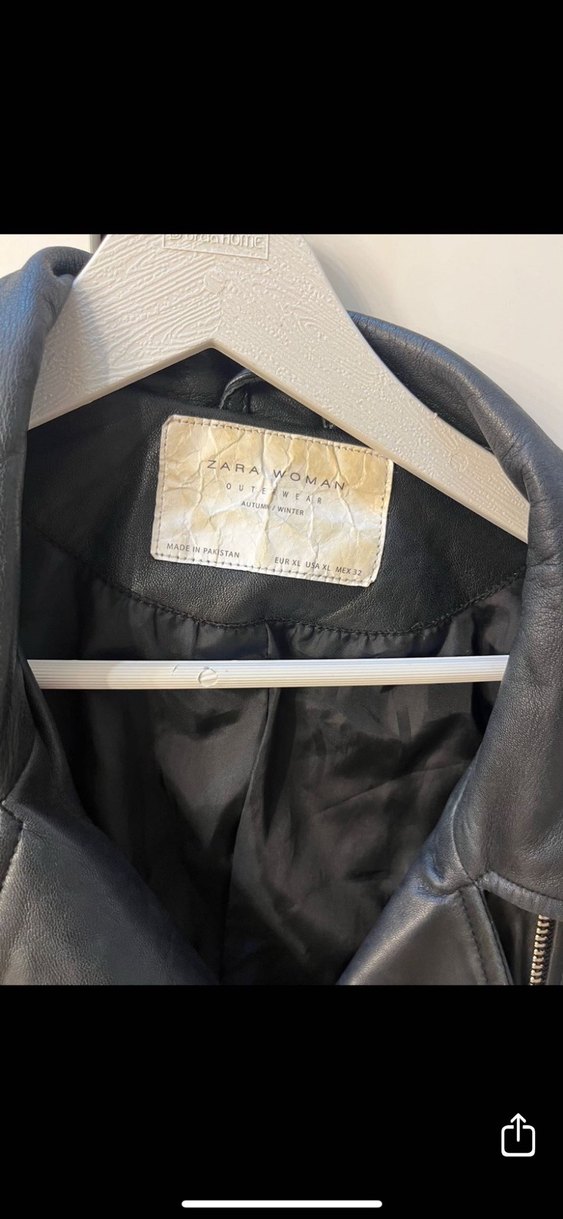 ZARA Kemerli Siyah Kadın Deri Ceket - Görsel 3