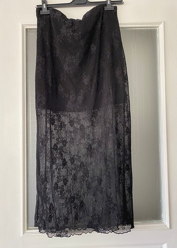 Siyah Drape Detaylı Gotik Uzun Etek