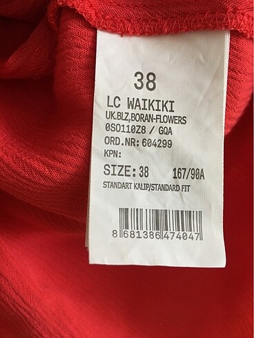 38 Beden Kırmızı bluz