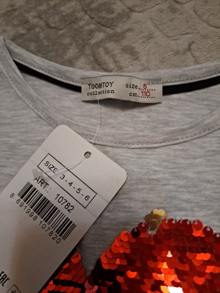 Kız Çocuk Kısa Kollu Gri Tişört - Görsel 2