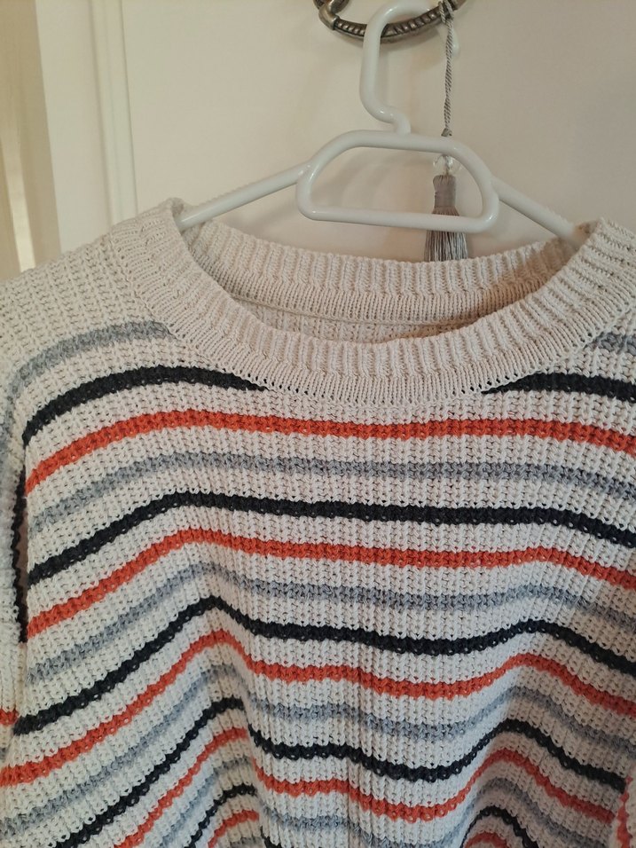 Çizgili Örgü Kadın Kazak - Görsel 2