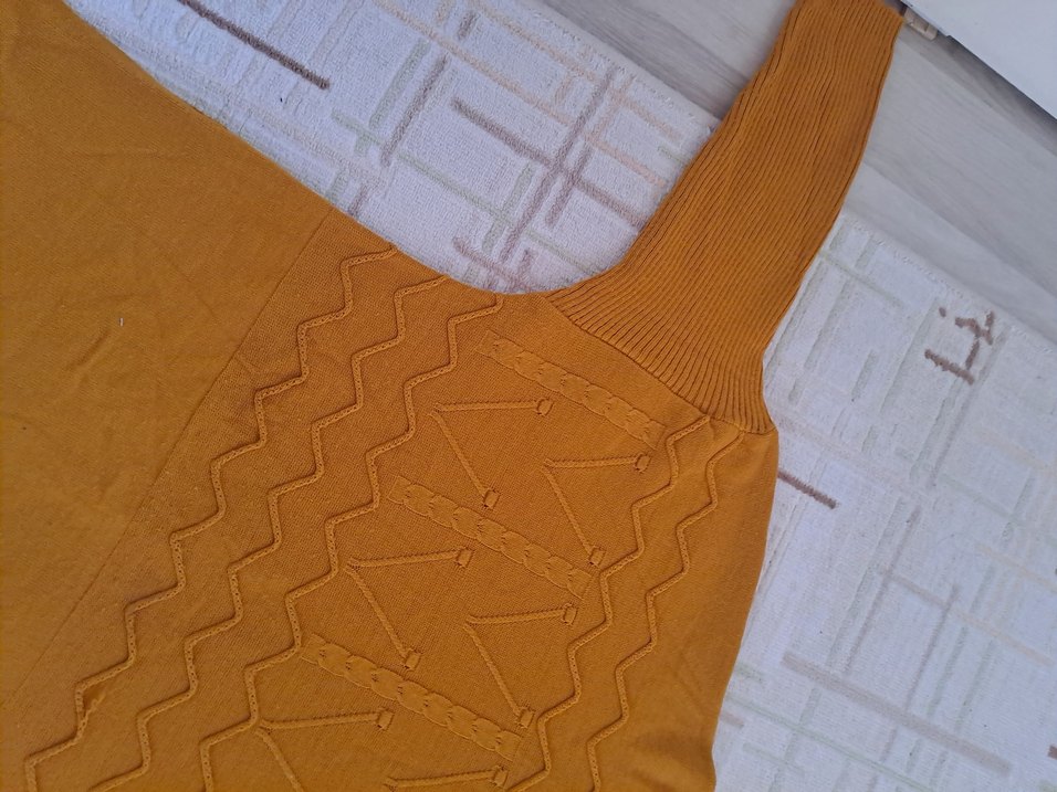 Sarı Bohem Örme Kadın Kazak - Görsel 2