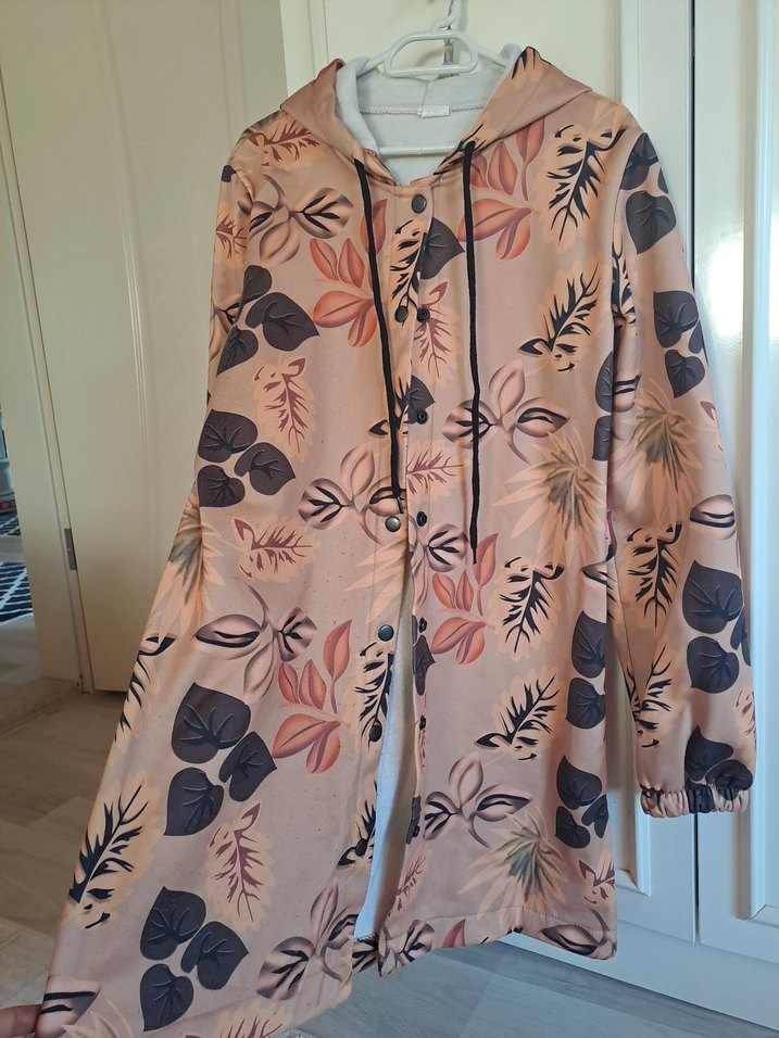 Bej Desenli Midi Ceket - Görsel 2