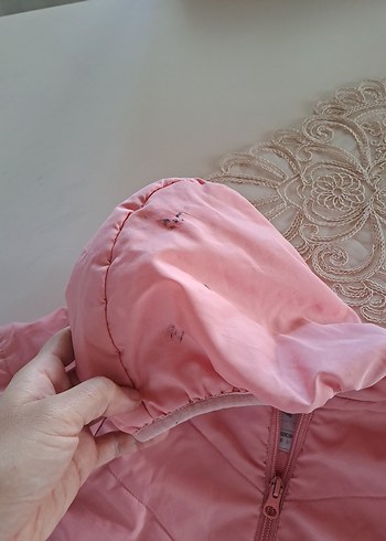 Kız Çocuk Pembe Kapüşonlu Mont - Görsel 3