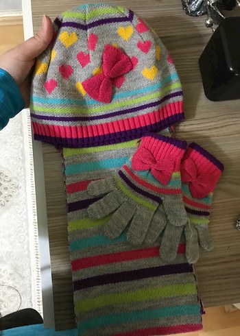 Renkli Örgü Kız Eldiveni - Görsel 2
