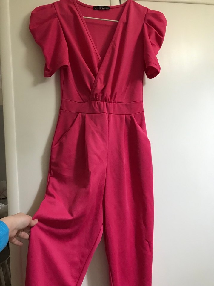 Pembe Drapeli V Yaka Midi Tulum - Görsel 2