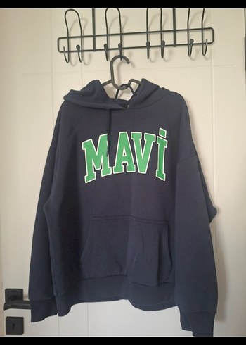 Mavi Kapüşonlu Kadın Sweatshirt