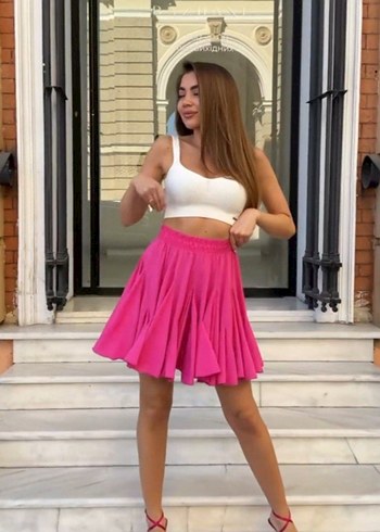 Pembe Pilili Mini Etek M beden