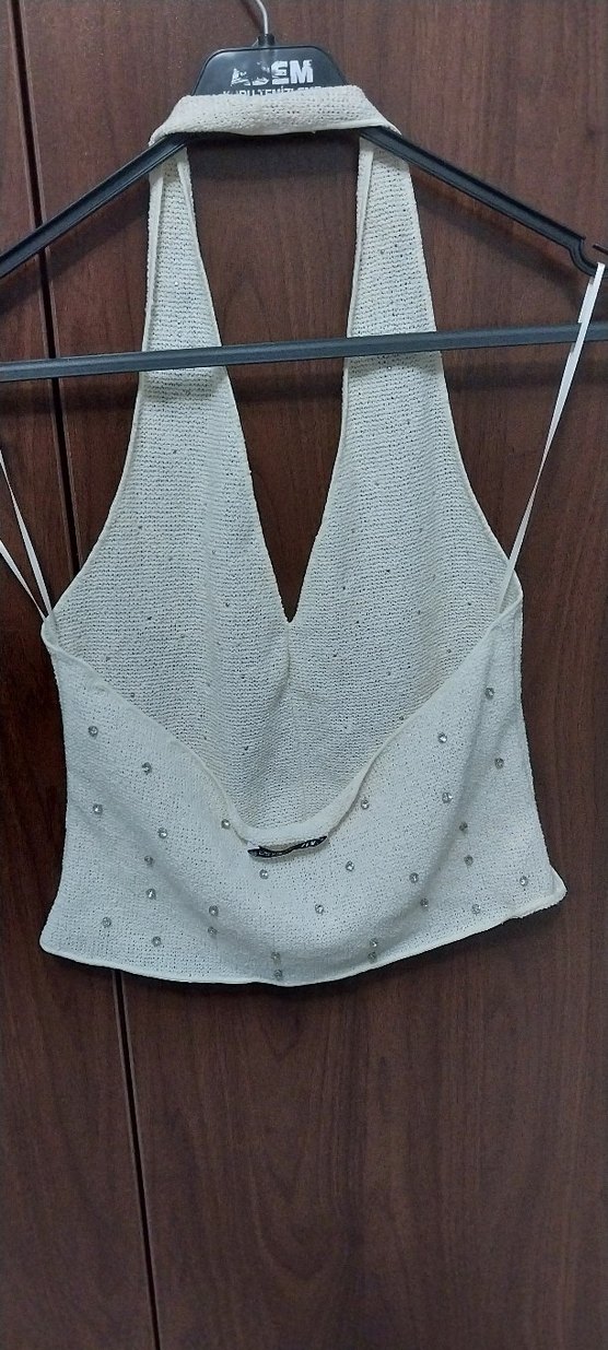 Nakışlı V Yaka Kolsuz Triko Kadın Yelek - Görsel 2