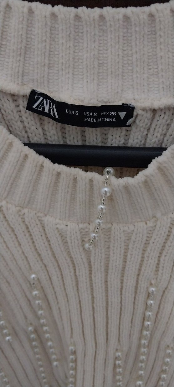 Nakışlı Beyaz Bohem Örgü Süveter - Görsel 3