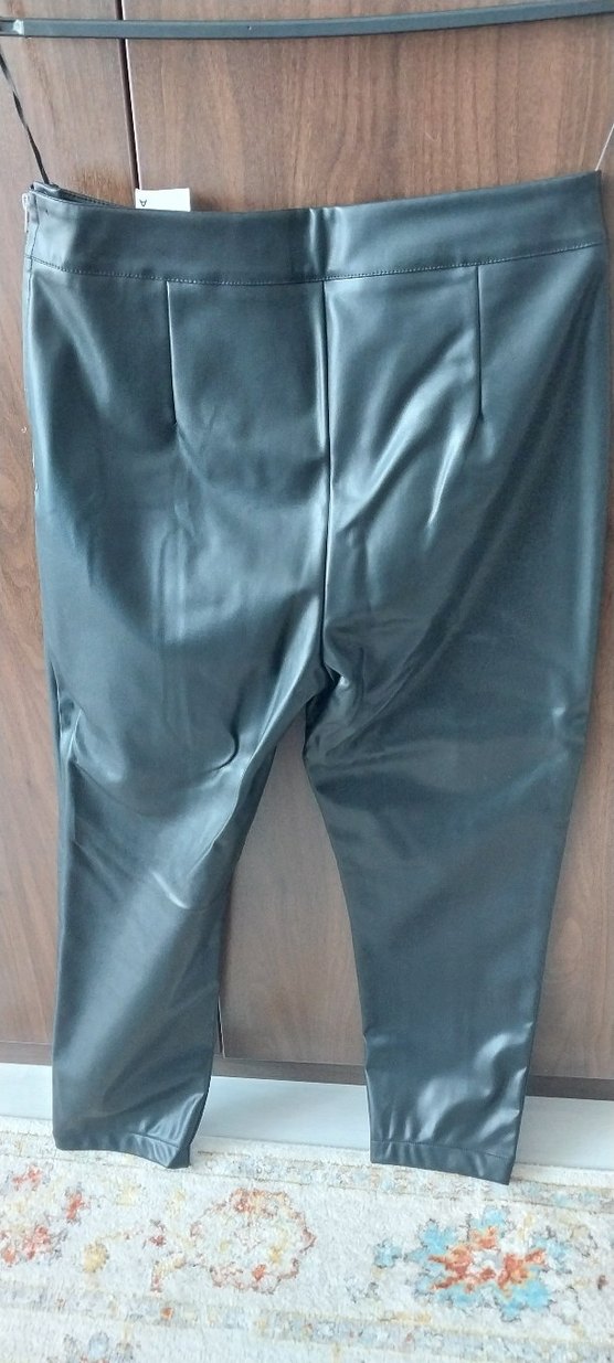 IPEKYOL siyah Deri Midi Kadın Pantolon - Görsel 4