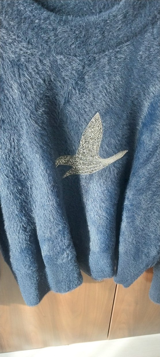 Kadın Mavi Nakışlı Peluş Kazağı beymen clup - Görsel 2