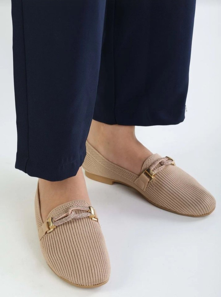 Bej Modern Klasik Pliseli Kadın Babet - Görsel 2