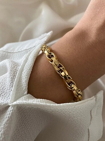 Altın Kaplama İç İçe Geçmeli Unisex Bileklik