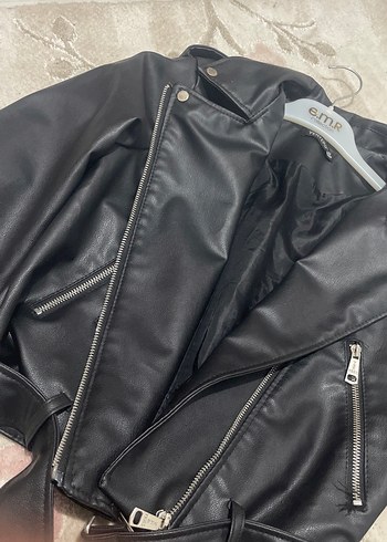 Siyah Biker Deri Ceket - Görsel 2