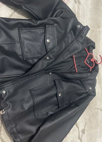 Düğmeli Siyah Kadın Deri Ceket - Görsel 3