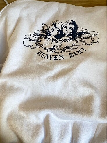 s Beden Addax beyaz ceket- heavensent baskılı oversize ceket