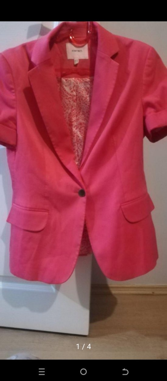 Pembe Kısa Kollu Kadın Blazer Ceket - Görsel 3