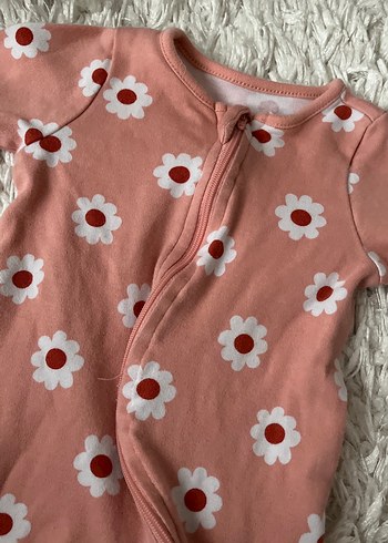 HelloBaby Fermuarlı Pembe Çiçekli Bebek Tulum