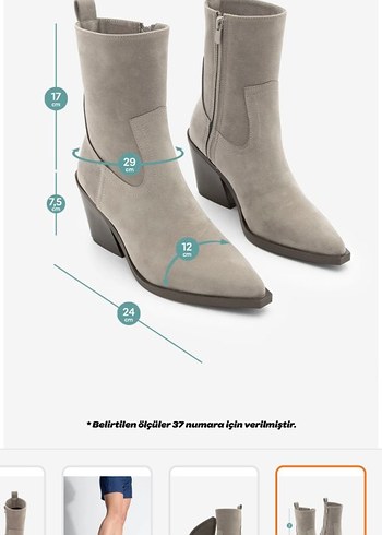 Marjin Vizon Süet Kadın Topuklu Bot - Görsel 4