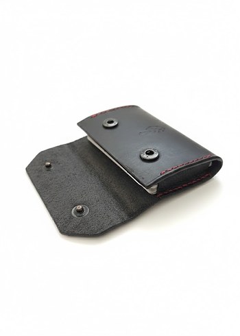 Siyah Deri El Yapımı Kartlık - Görsel 3