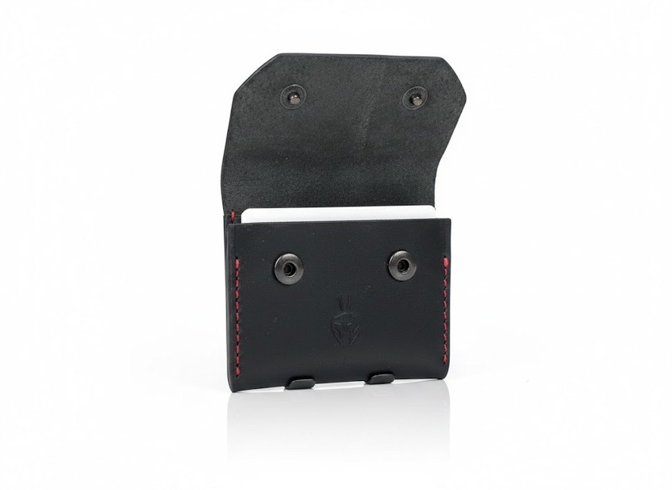 Siyah Deri El Yapımı Kartlık - Görsel 2