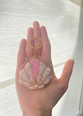 Pembe Boncuklu Deniz Kabuğu Anahtarlık