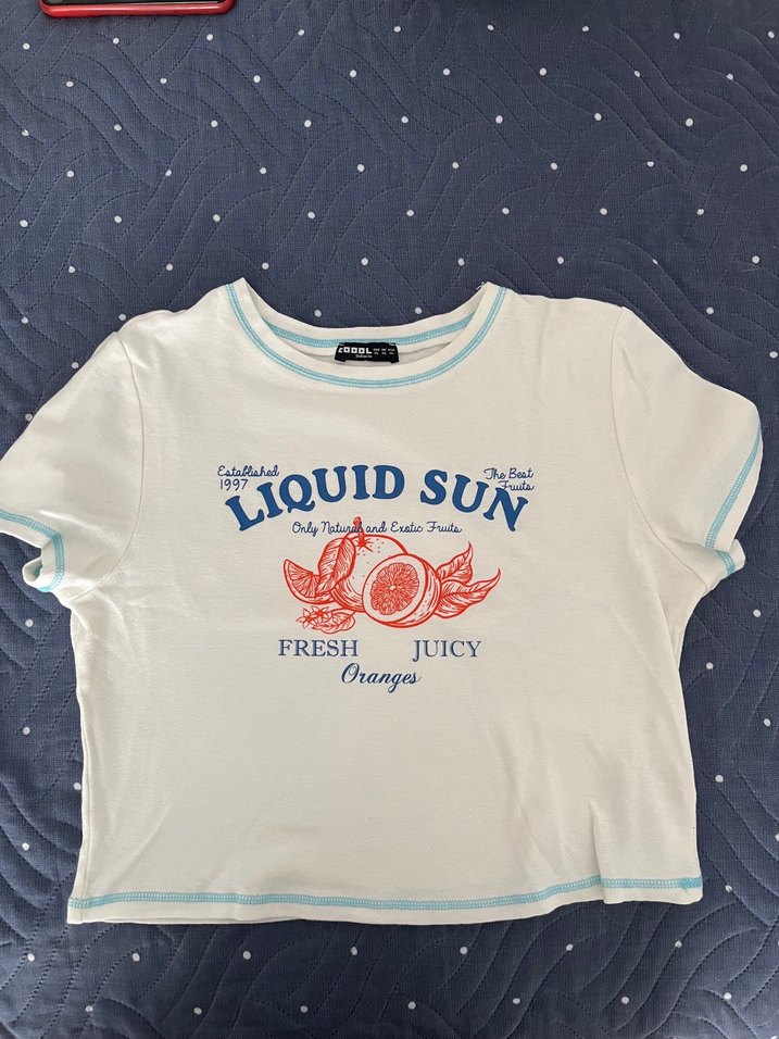 Beyaz Baskılı Kısa Kollu Kadın Tişört - Görsel 2