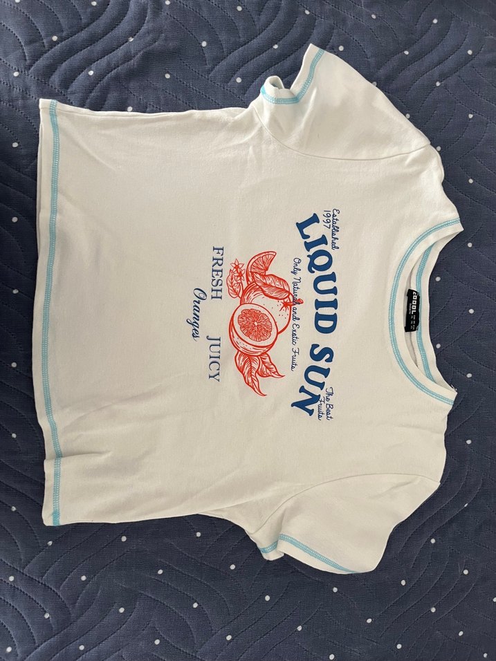 Beyaz Baskılı Kısa Kollu Kadın Tişört - Görsel 3