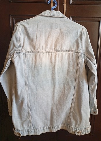 l Beden Düğmeli Mavi Kadın Denim Ceket