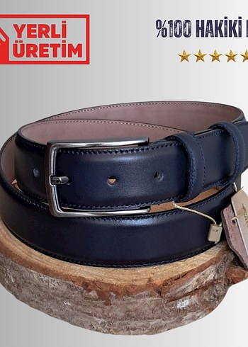 Hakiki Deri Kemer 3,5 cm Klasik Lacivert-ODTKEM00036