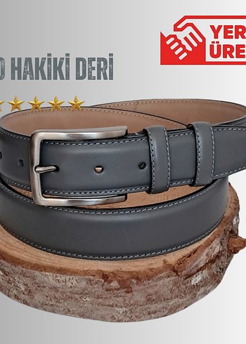 Hakiki Deri Kemer 3,5 cm Klasik Gri-ODTKEM00015