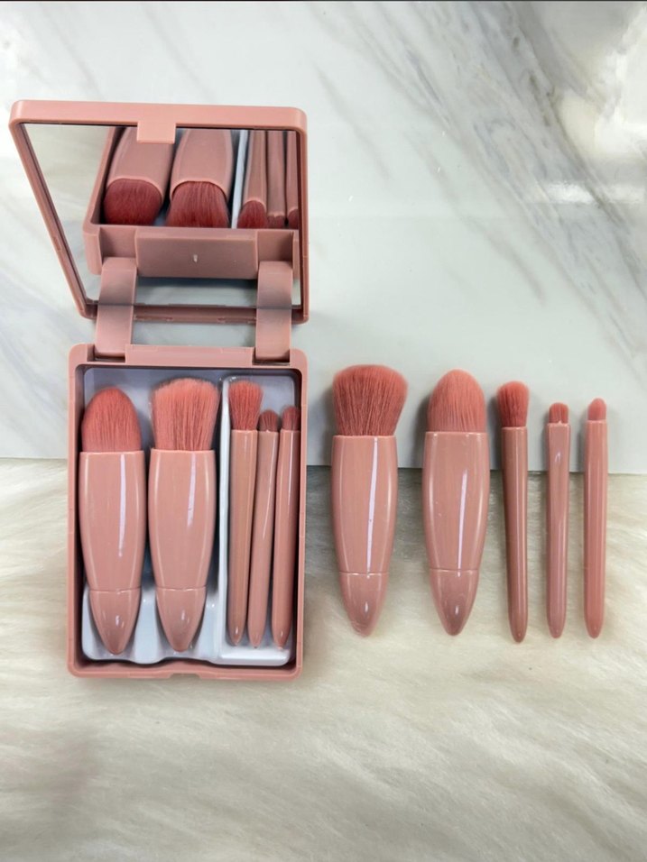 Pembe Mini Makyaj Fırçası Seti - Görsel 5