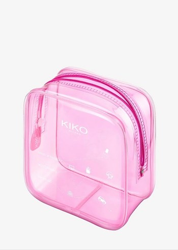 Kiko Parlak Pembe Minimalist Makyaj Çantası