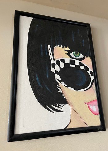 Siyah Çerçeveli Modern Kadın Portresi Tablo - Görsel 2