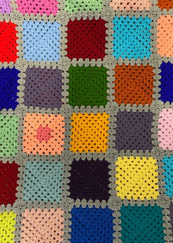 Renkli Kareli Örgü Tv Battaniye - Görsel 4