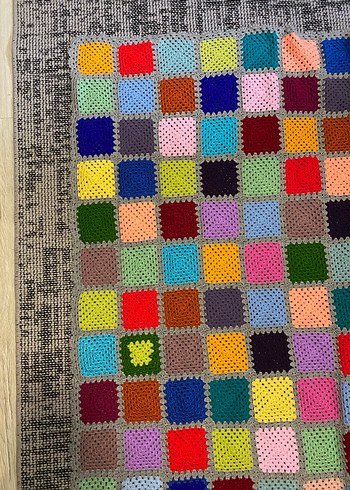 Renkli Kareli Örgü Tv Battaniye - Görsel 2