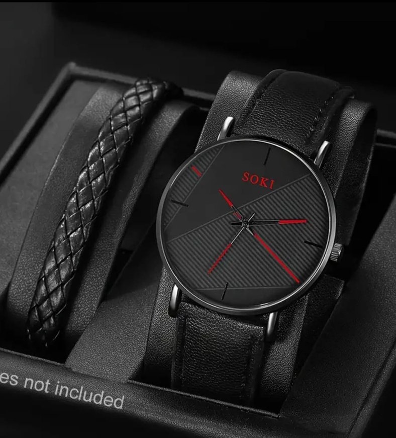 modern tasarım Erkek saat Aksesuar Seti.hediye kutusu - Görsel 3