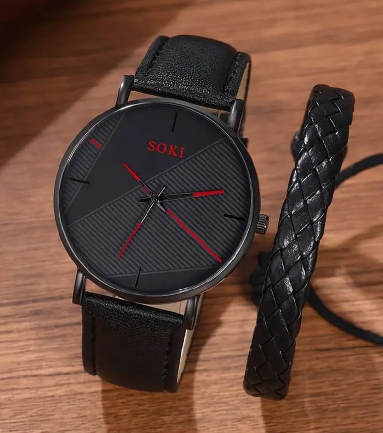 modern tasarım Erkek saat Aksesuar Seti.hediye kutusu - Görsel 4