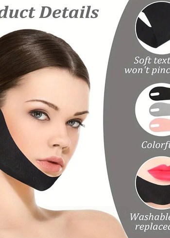 Çene ve Yüz Destek Maskesi Siyah.çift çene giderme - Görsel 2