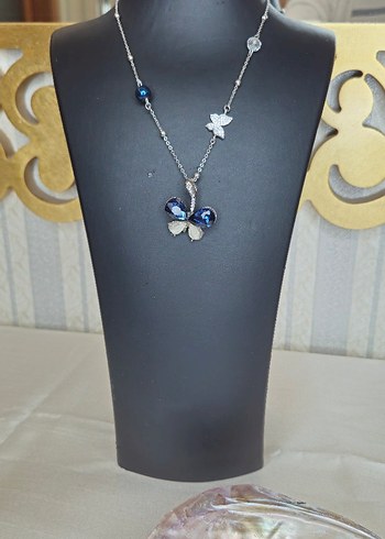 Mavi Boncuklu kelebek  Kolyesi - Görsel 2