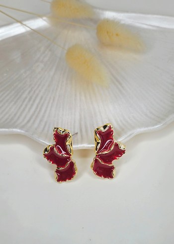 Kırmızı Fırfırlı Mini Küpeler - Görsel 4