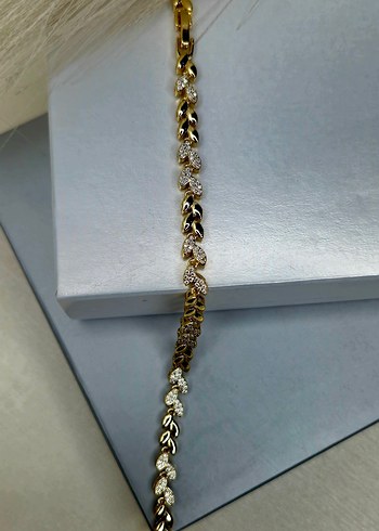 Yılan Desenli Zincir Detaylı Altın Bileklik - Görsel 3