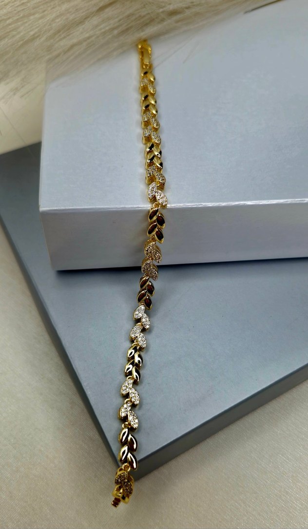 Yılan Desenli Zincir Detaylı Altın Bileklik - Görsel 4