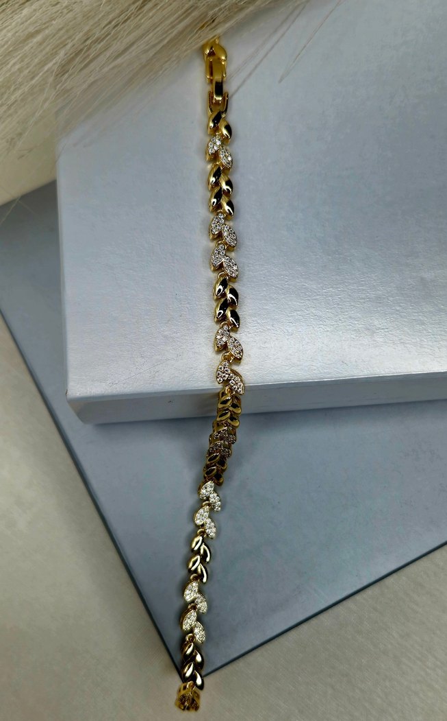 Yılan Desenli Zincir Detaylı Altın Bileklik - Görsel 3